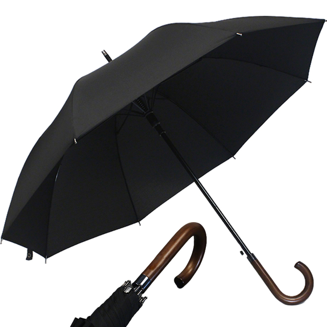 雨と太陽 - クラシックの木製Jスティックハンドルのための風の傘 